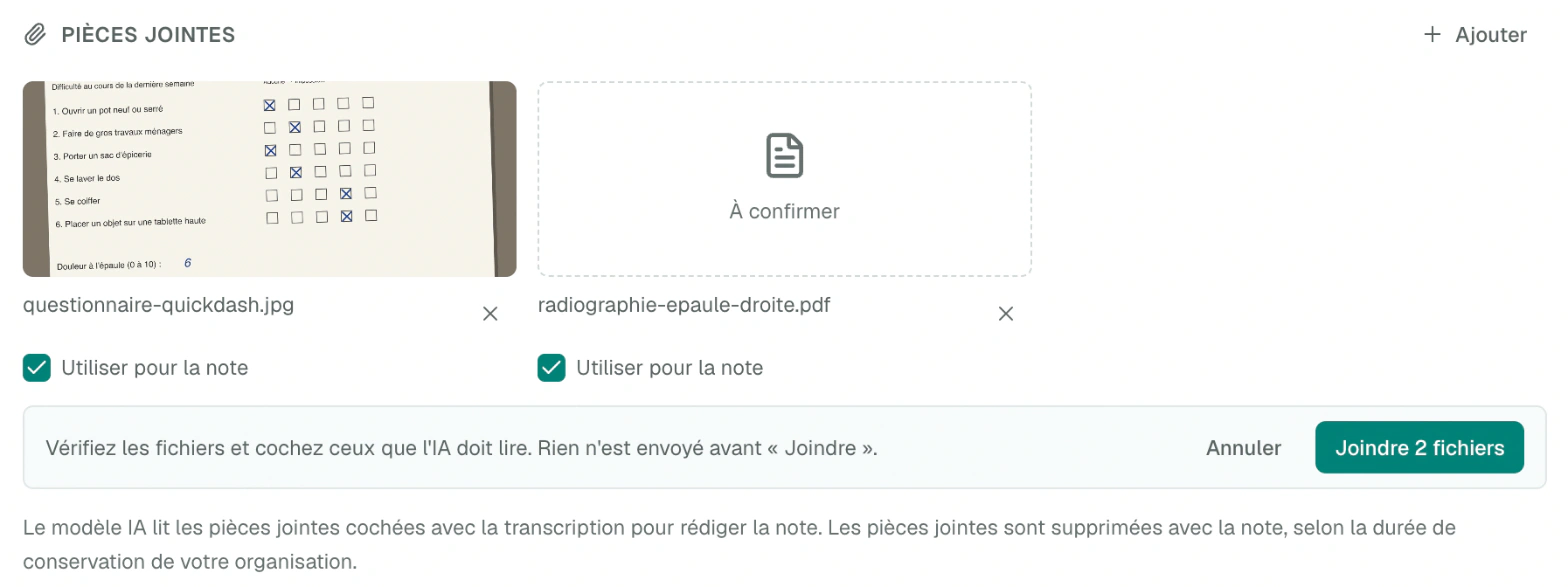Rien n'est envoyé avant de choisir Joindre Une photo et un PDF à confirmer avant l'envoi