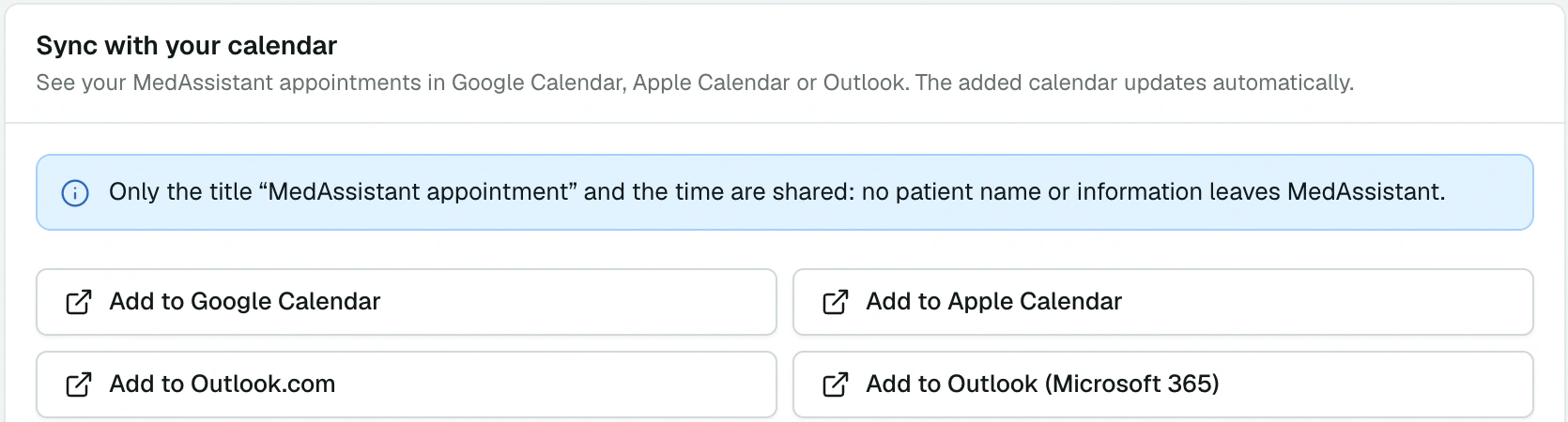 Sync with your calendar card