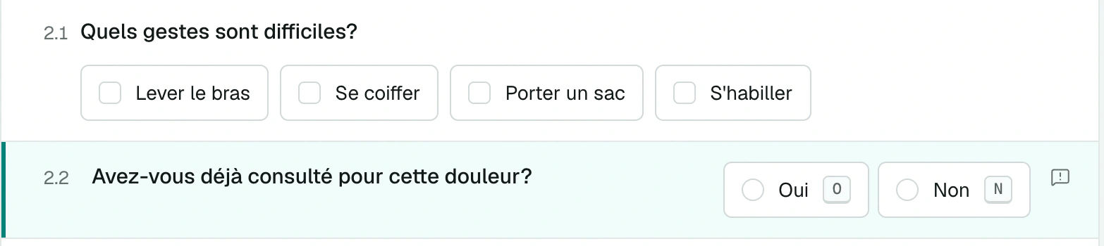Question Oui/Non avec ses touches O et N