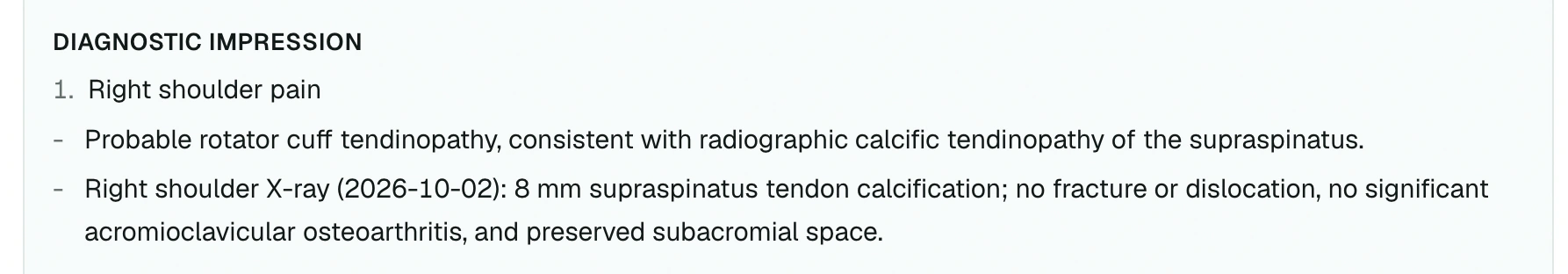Note that picks up the X-ray and the pain recorded on the paper questionnaire